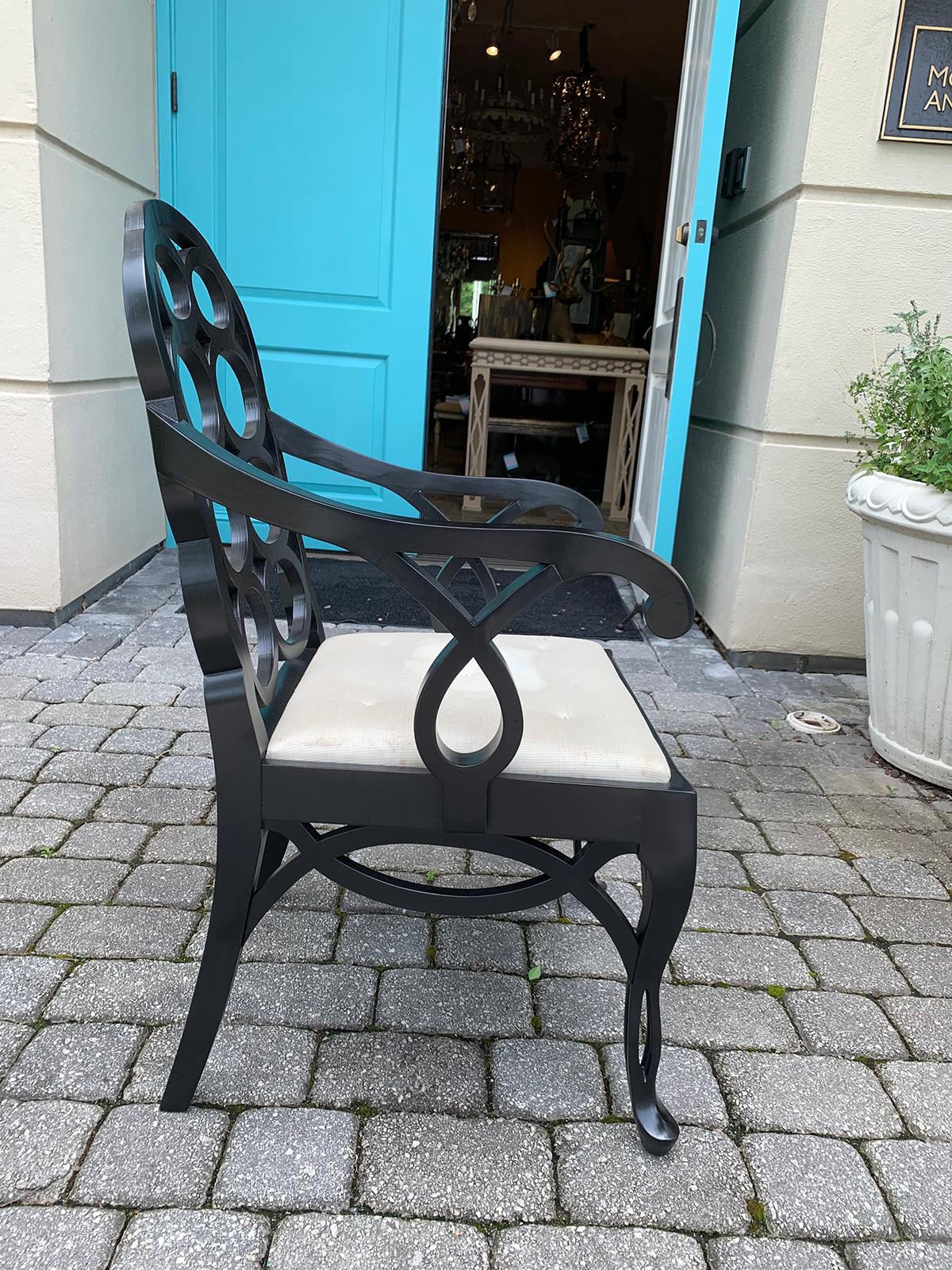 Pair of 20th Century Lacquered Loop Armchairs in the Style of Frances Elkins 2