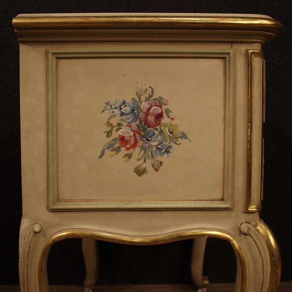 Pair of 20th Century Lacquered Painted and Giltwood Venetian Nightstands, 1960 5