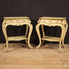 Pair of 20th Century Lacquered Painted and Giltwood Venetian Nightstands, 1960