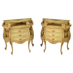Pair of 20th Century Lacquered Painted and Gilt Wood Venetian Sideboards, 1970