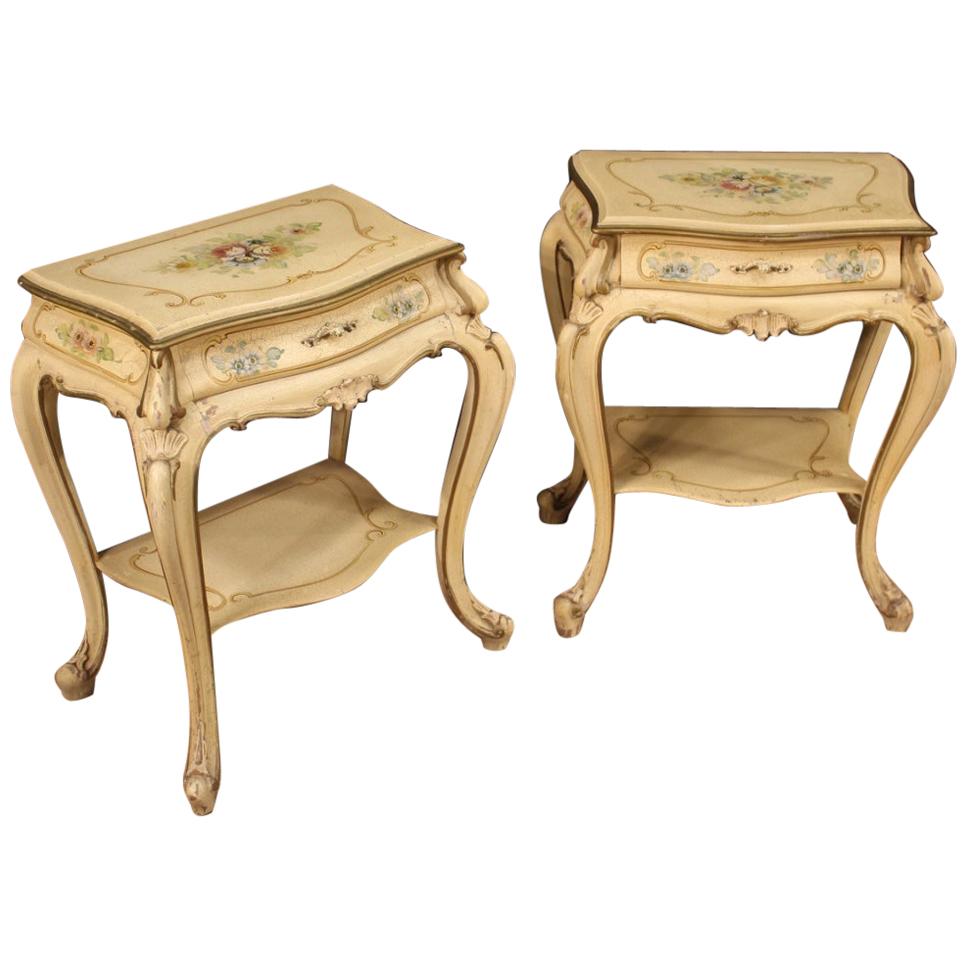 Pair of 20th Century Lacquered Painted and Giltwood