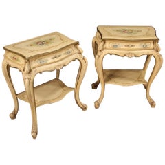 Pair of 20th Century Lacquered Painted and Giltwood Venetian Nightstands, 1960