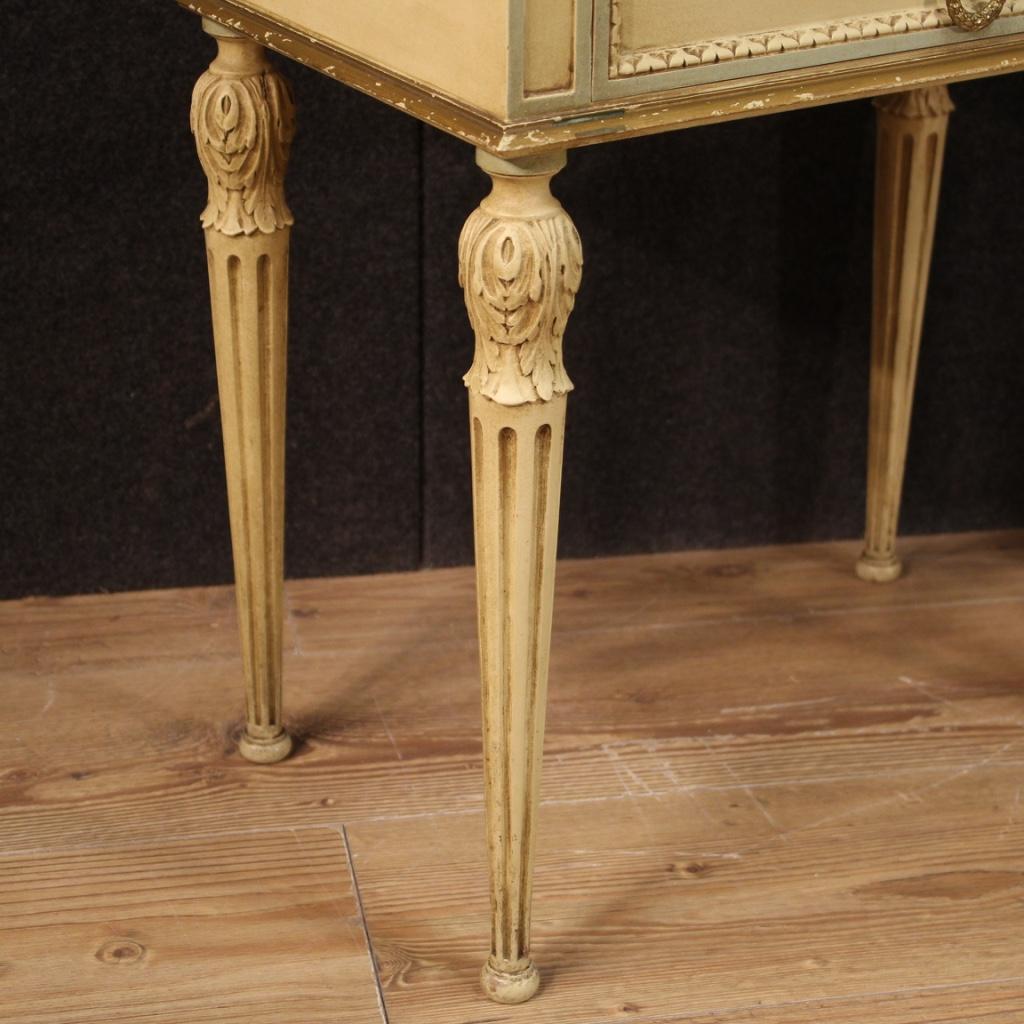Pair of 20th Century Lacquered Wood Marble Italian Louis XVI Style Night Stands 1