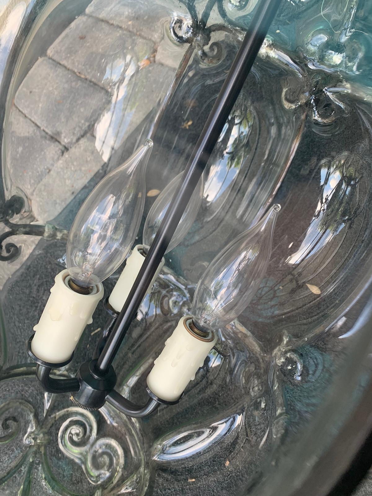 Pair of 20th Century Large Italian Murano Bubble Glass Iron-Bound Lanterns 9