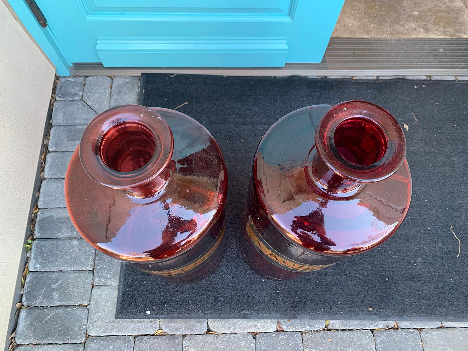 Pair of 20th Century Large Red Glass Apothecary Jars 5