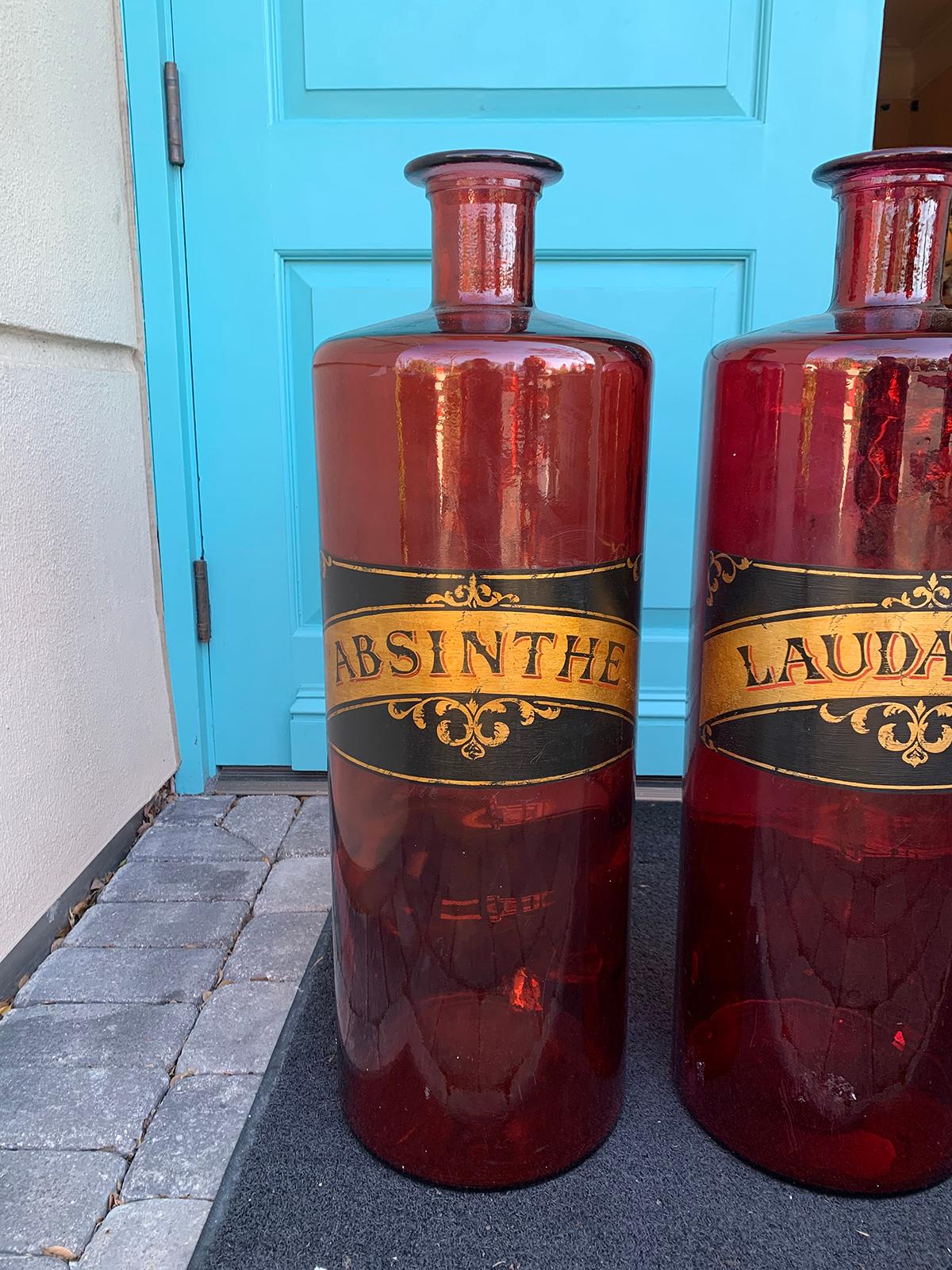 Pair of 20th Century Large Red Glass Apothecary Jars 6