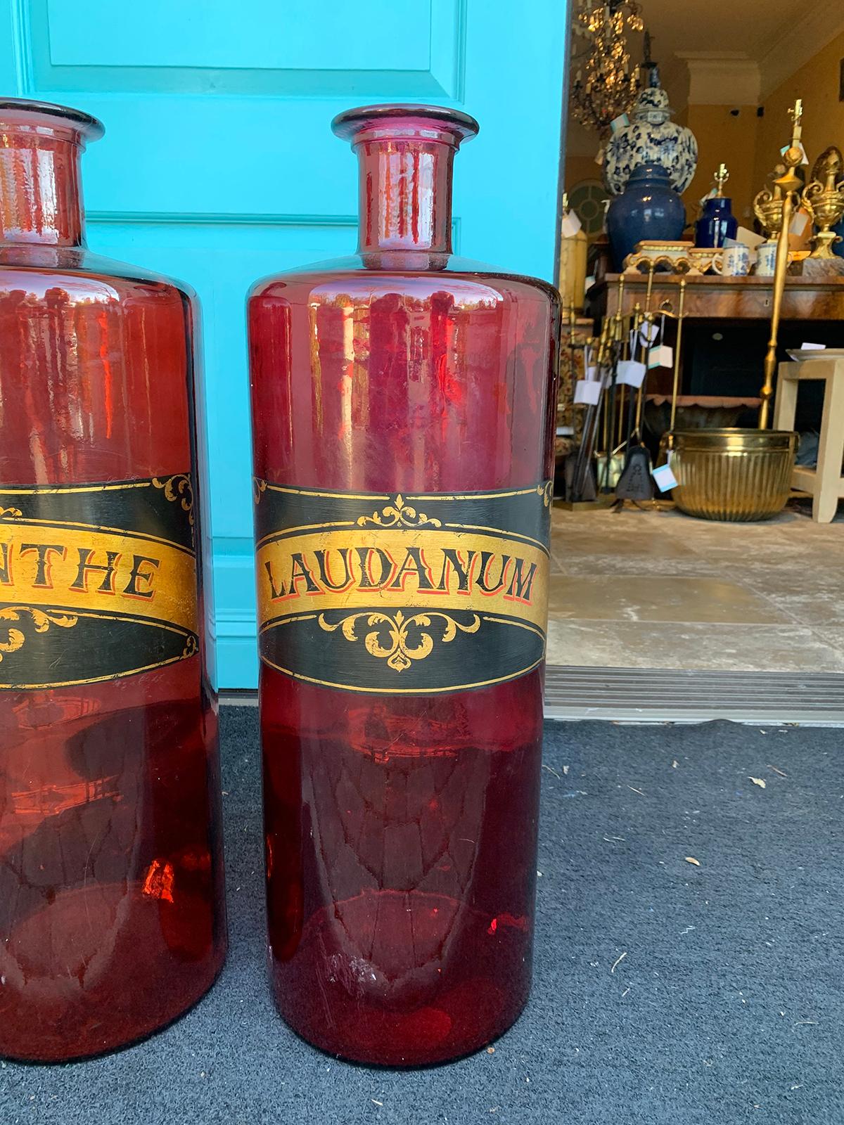 red glass jars