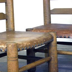 Pair of 20th Century Leather Chairs ATTR. to Charles Dudouyt