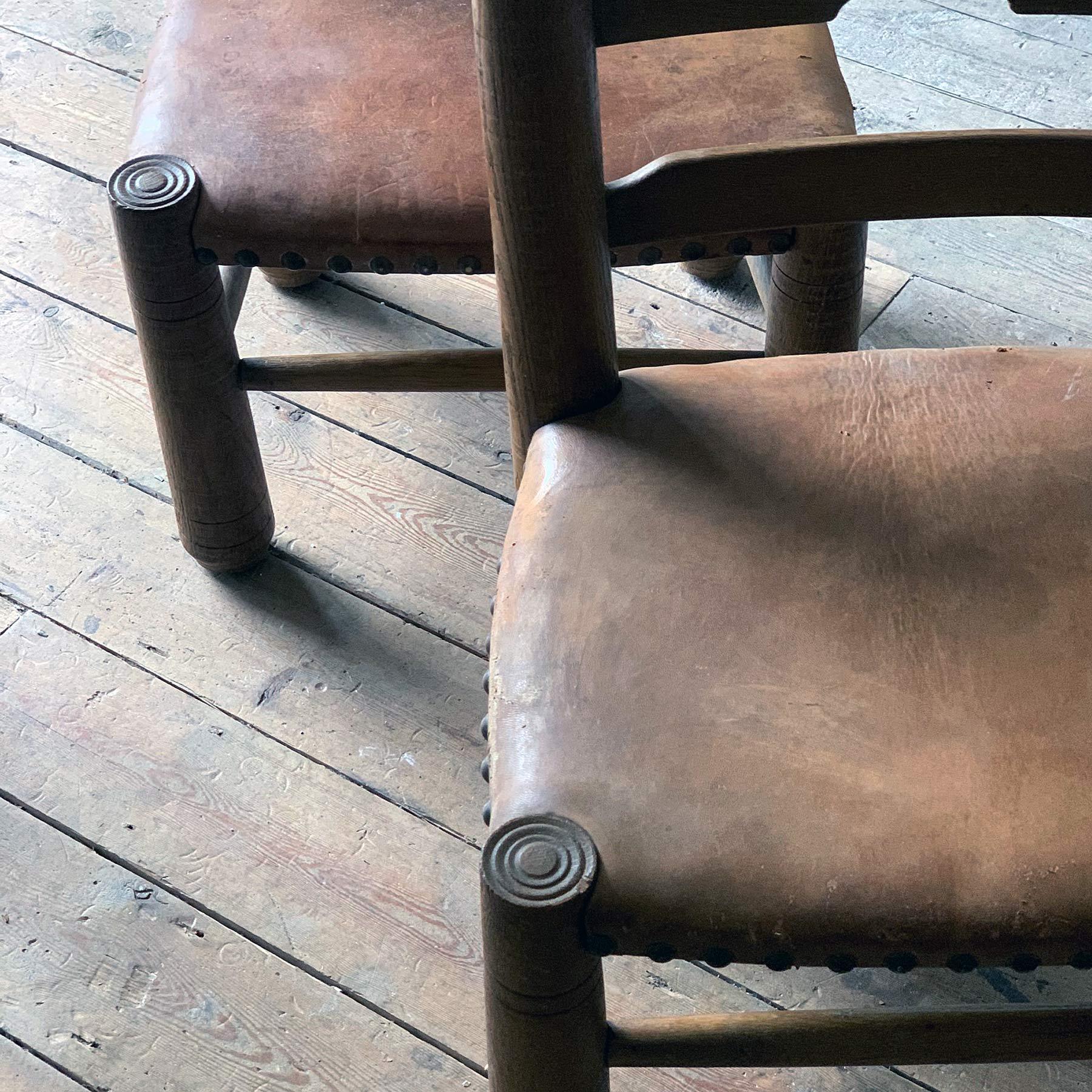Pair of 20th Century Leather Chairs ATTR. to Charles Dudouyt For Sale 4