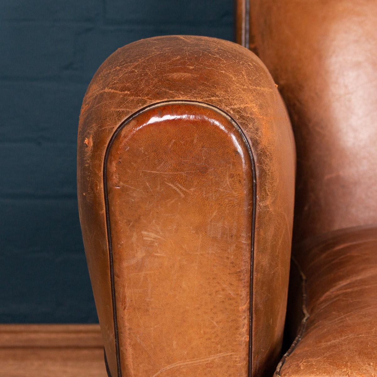 Pair of 20th Century Leather Club Chairs, circa 1930 3