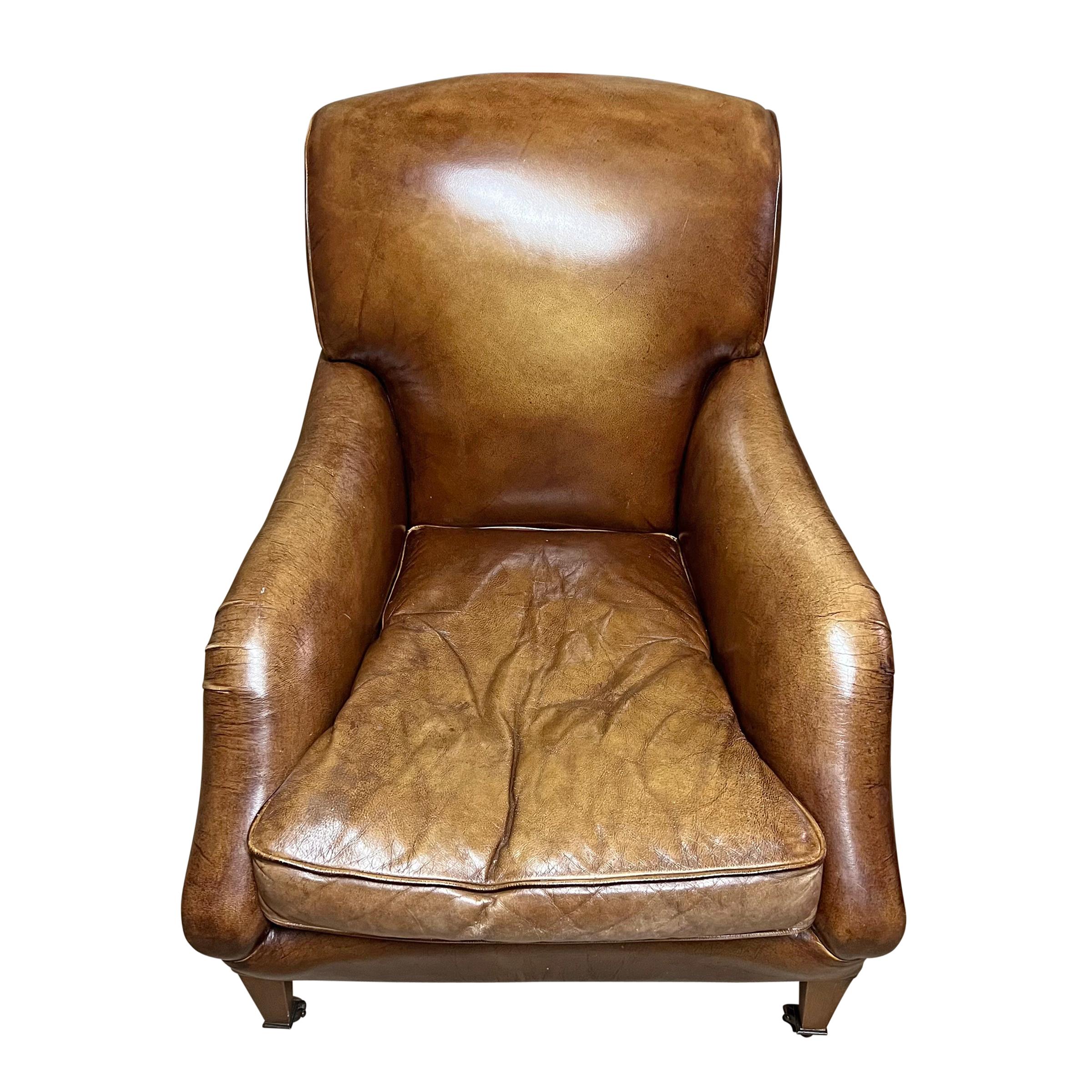 American Pair of 20th Century Leather Club Chairs