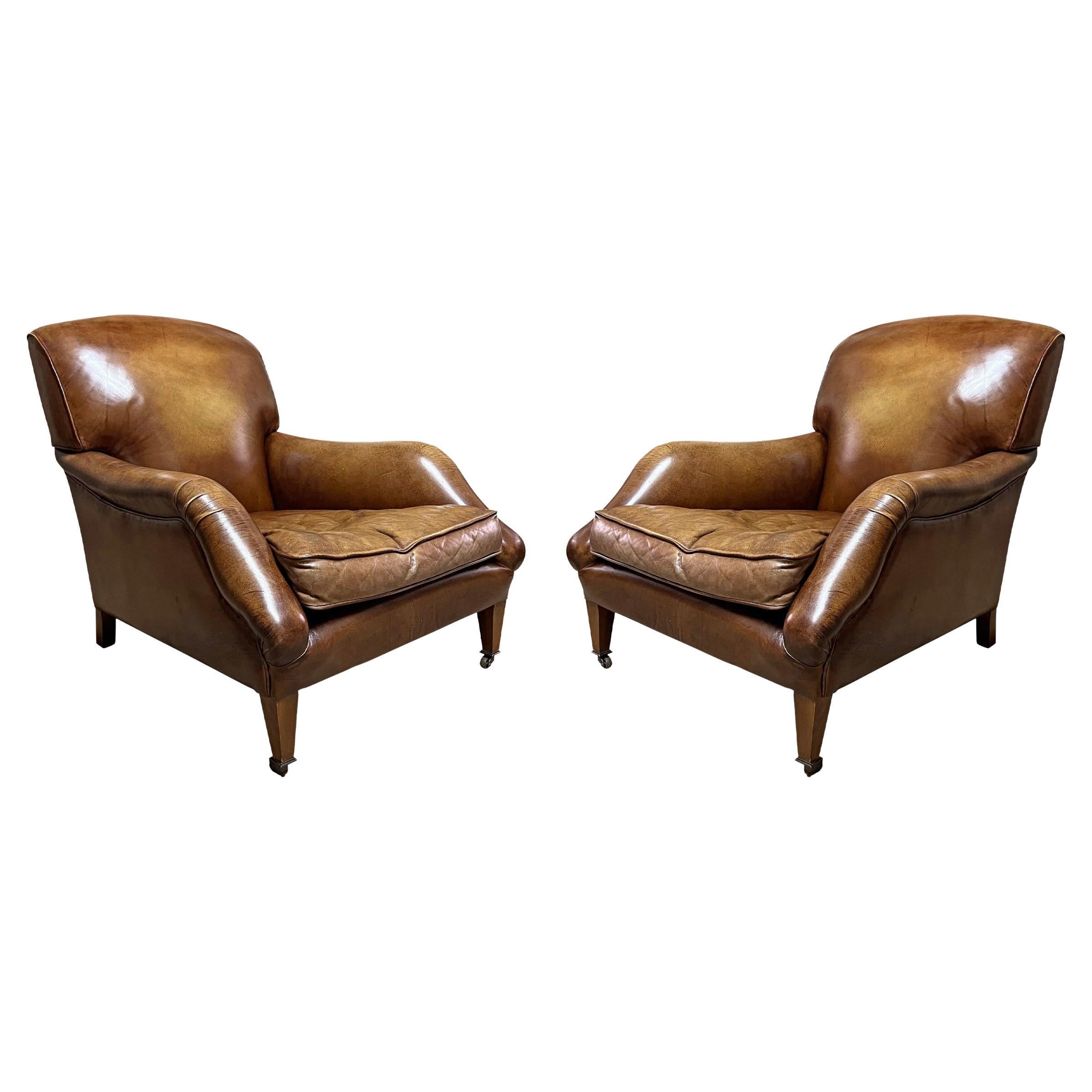 Pair of 20th Century Leather Club Chairs