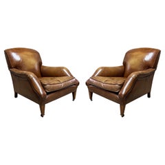 Vintage Pair of 20th Century Leather Club Chairs