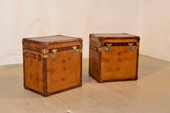 Pair of 20th Century Leather Steamer Trunks