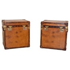 Pair of 20th Century Leather Steamer Trunks