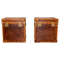 Pair of 20th Century Leather Steamer Trunks