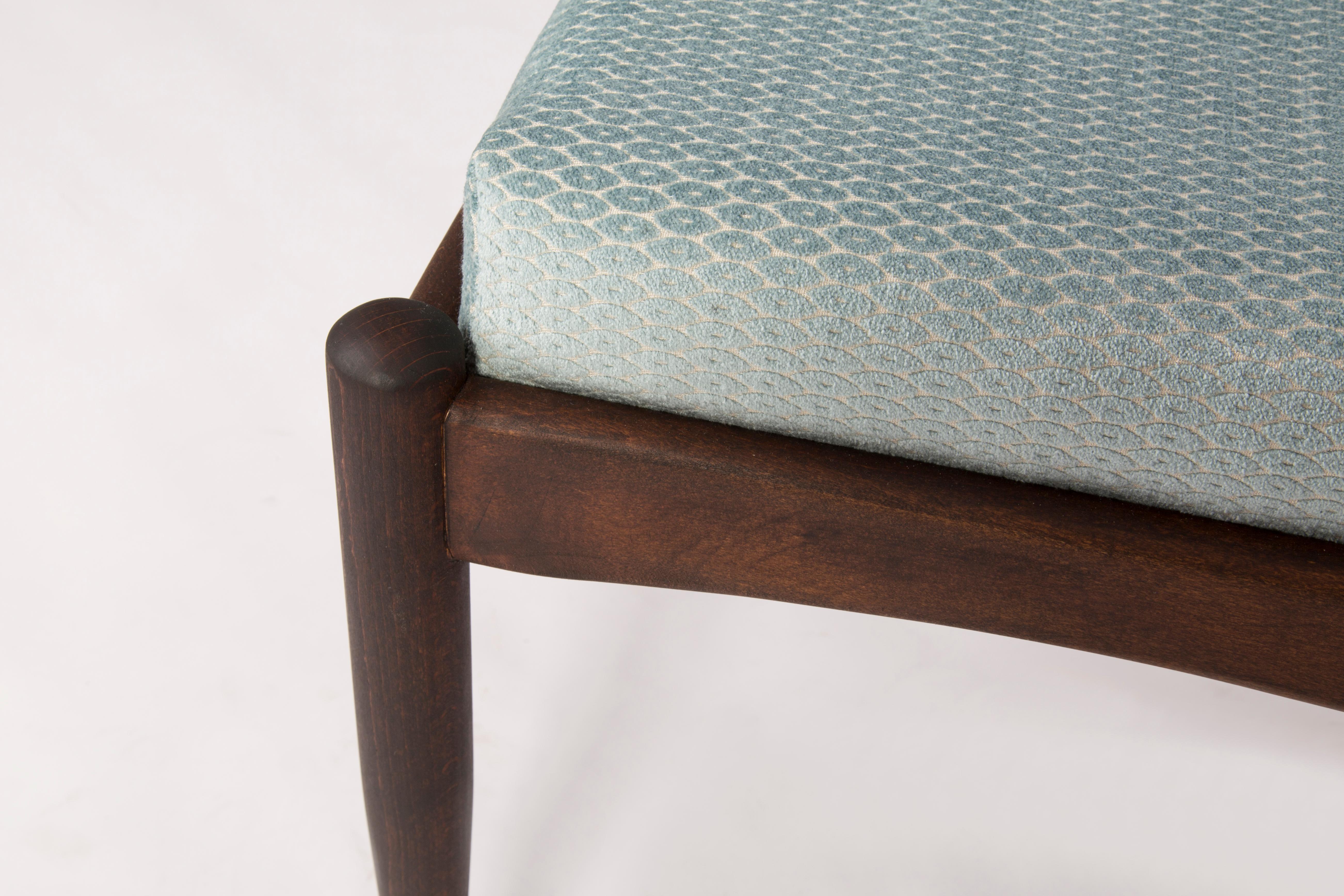 Pair of 20th Century Light Blue Velvet Pattern Stools, 1960s For Sale 1