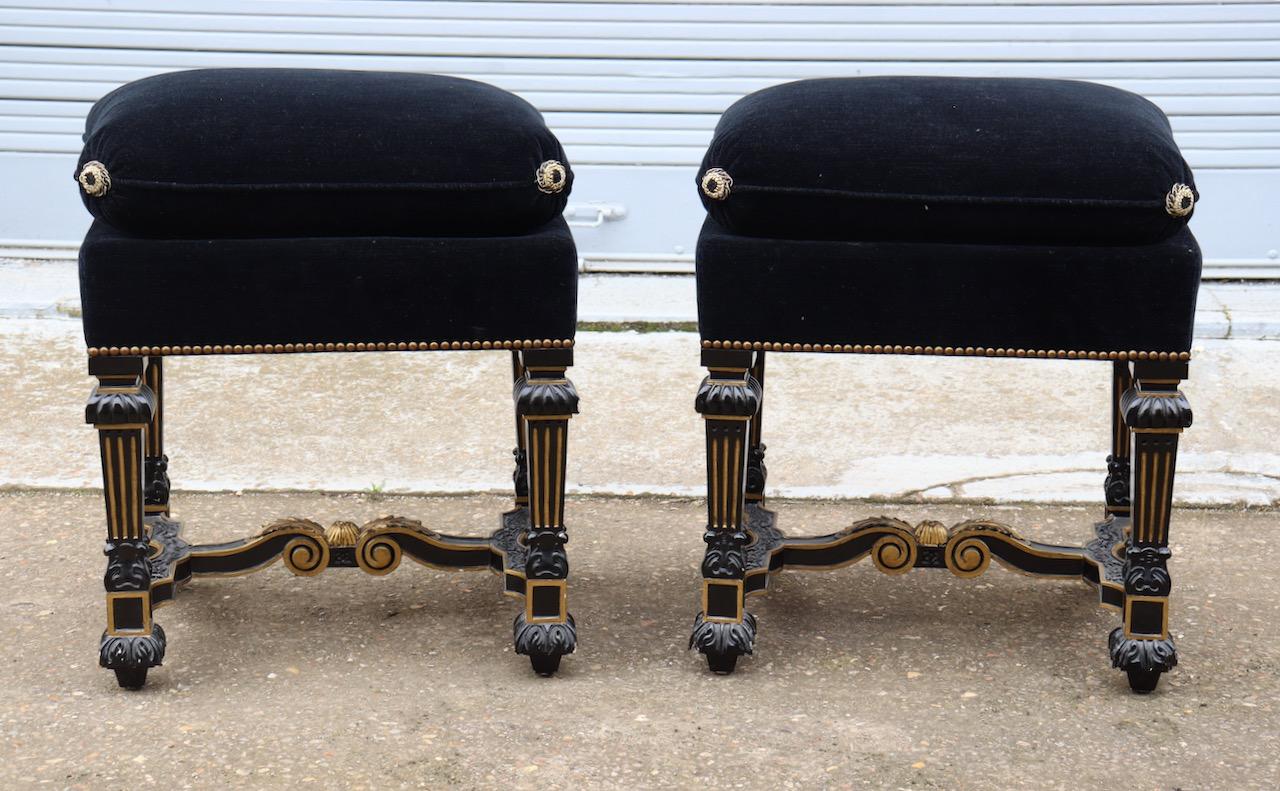Pair of 20th Century Louis XIV Style Vintage Benches In Good Condition In Saint-Ouen, FR