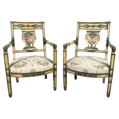 Pareja de sillones con respaldo de lira estilo Luis XVI del siglo XX