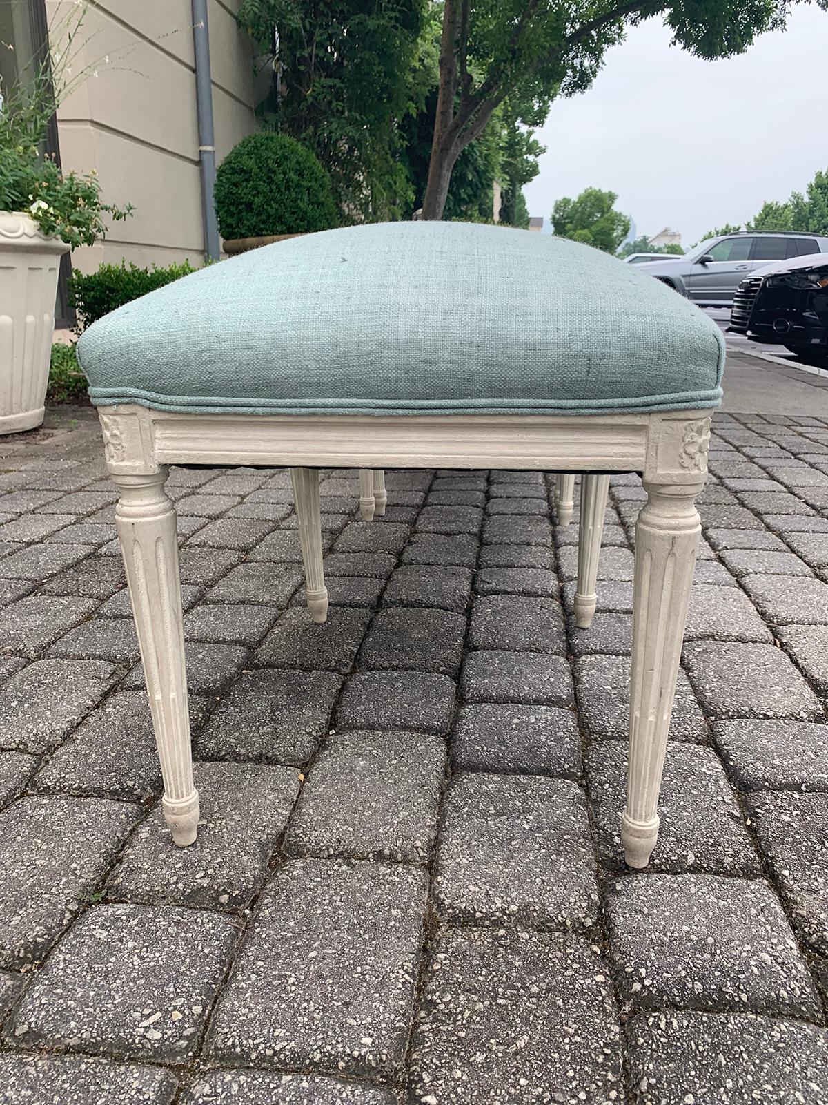 Pair of 20th Century Louis XVI Style Painted Benches 8