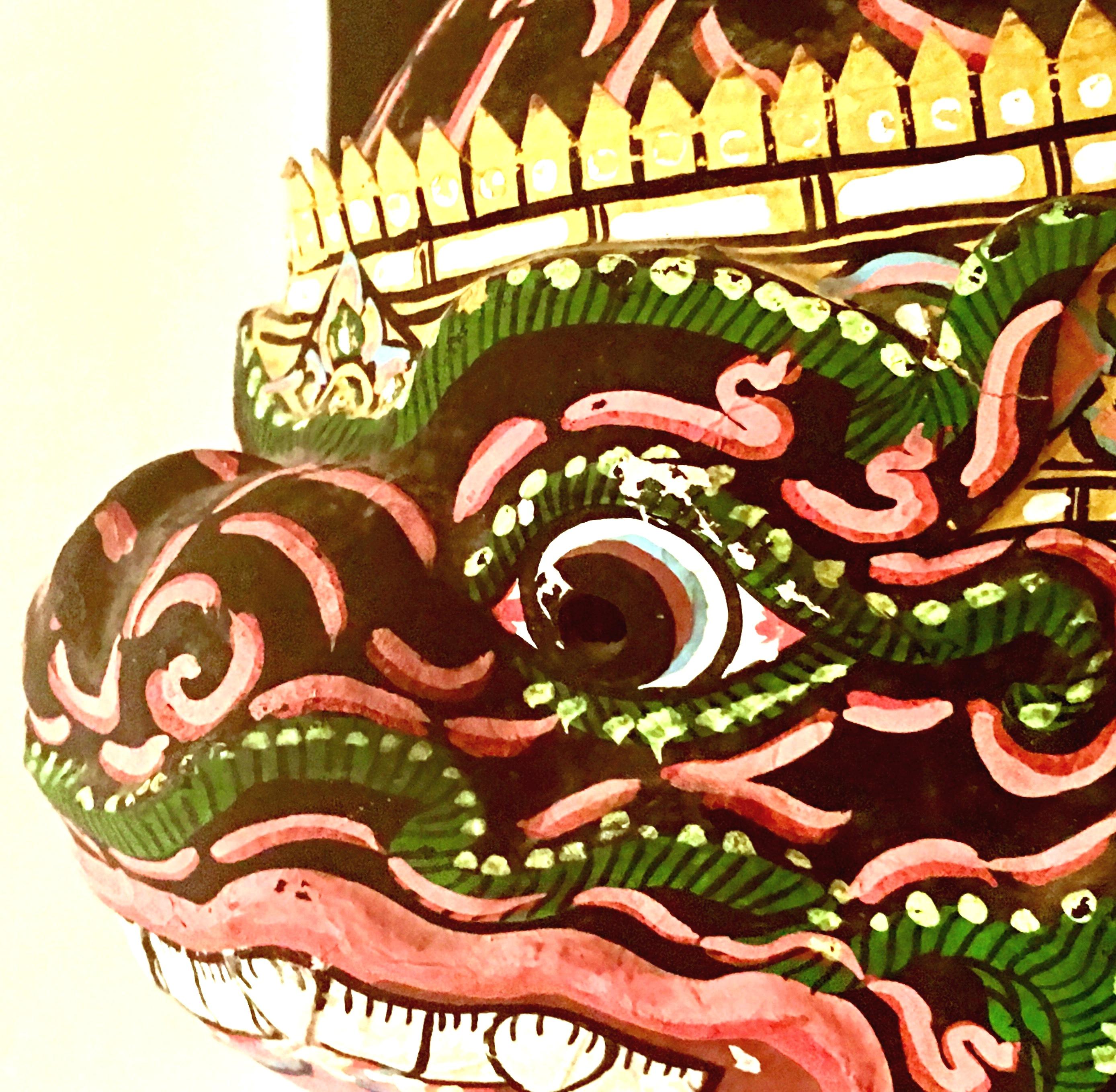 Pair of 20th Century Lucite Shadow Box Mounted Hand Painted Tribal Masks For Sale 8