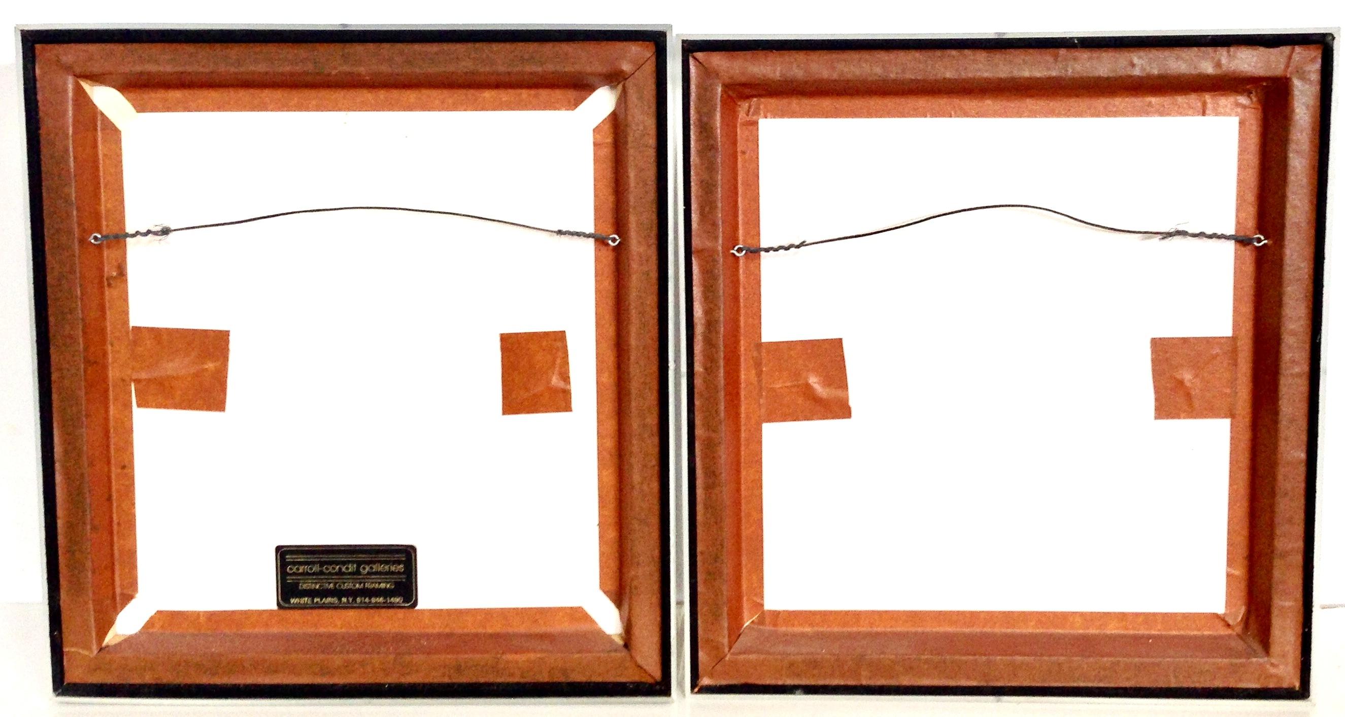 Pair of 20th Century Lucite Shadow Box Mounted Hand Painted Tribal Masks For Sale 10