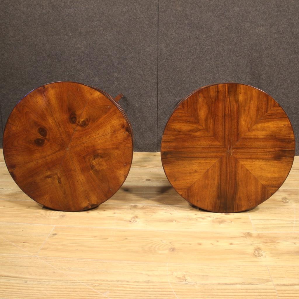 Pair of 20th Century Mahogany and Beech Wood French Round Bedside Tables, 1950 7