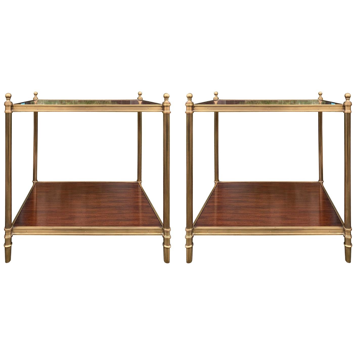 Pair of 20th Century Mahogany and Bronze Two-Tier Side Tables by Ralph Lauren