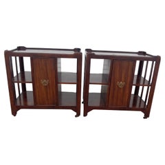 Pair of  20th Century Mahogany Rolling Side Cabinets