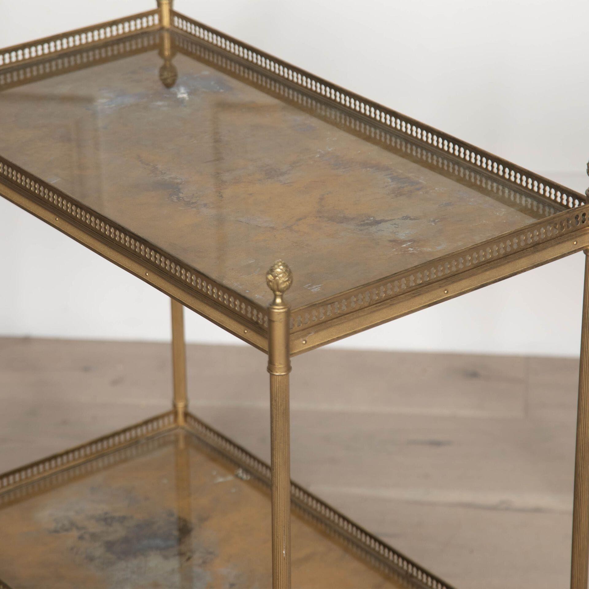 Bronze Pair of 20th Century Maison Jansen Brass Side Tables For Sale