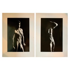 Vintage Pair of 20th Century Male Nude B&W Original Photographs of Male Fashion Model 
