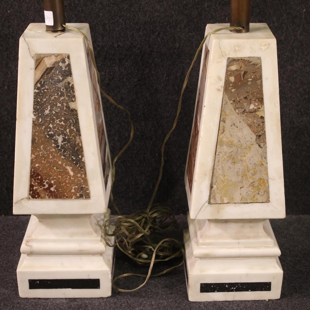 Pair of 20th Century Marble Italian Sculptures Table Lamps, 1960s For Sale 7