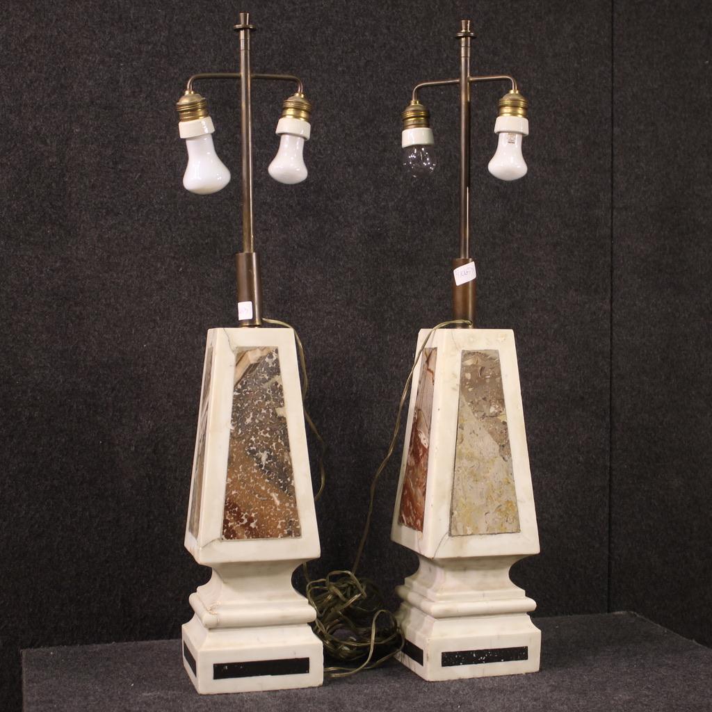 Pair of 20th Century Marble Italian Sculptures Table Lamps, 1960s For Sale 8