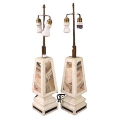 Pair of 20th Century Marble Italian Sculptures Table Lamps, 1960s