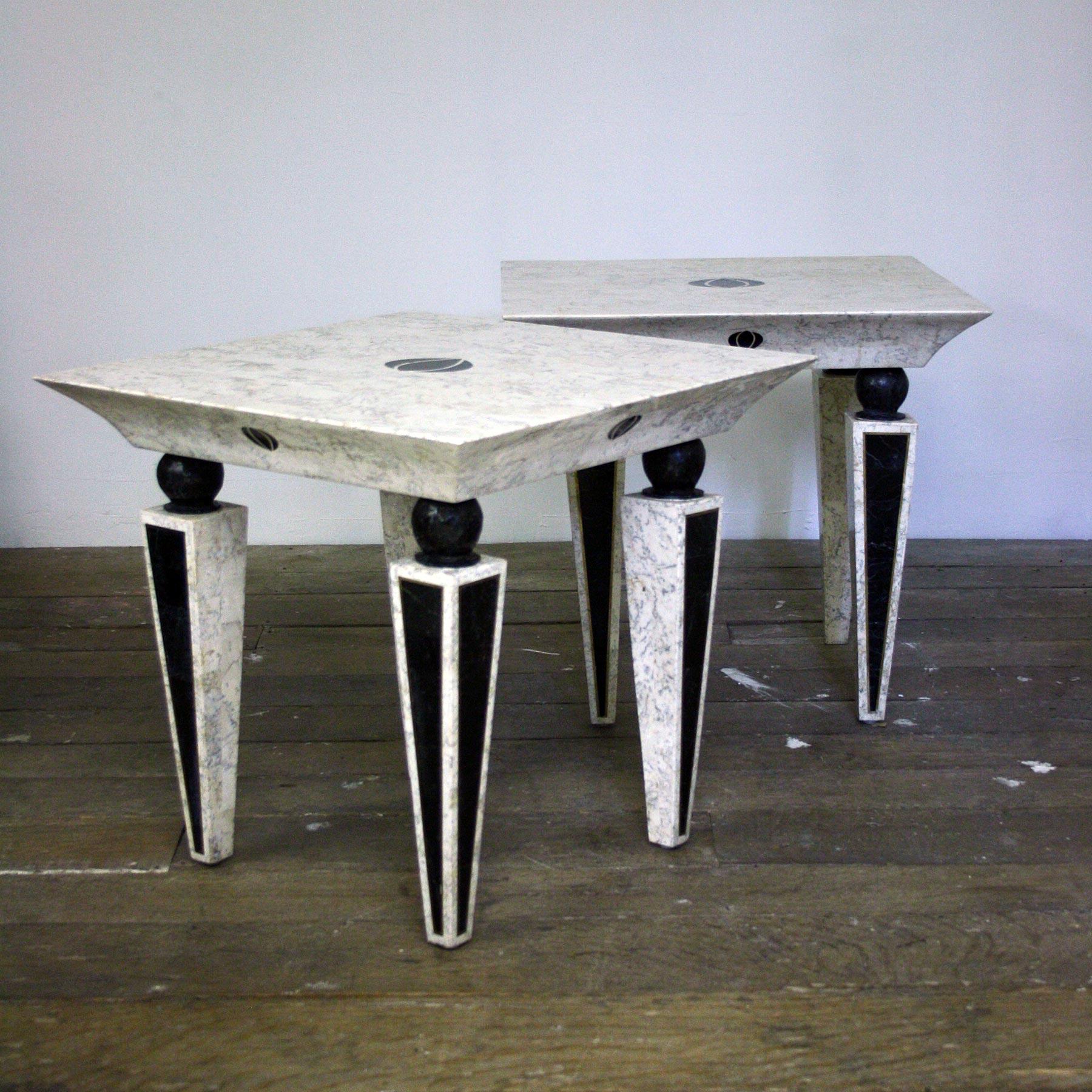 Mid-Century Modern Pair of 20th Century Marble Side Tables by Maitland-Smith For Sale