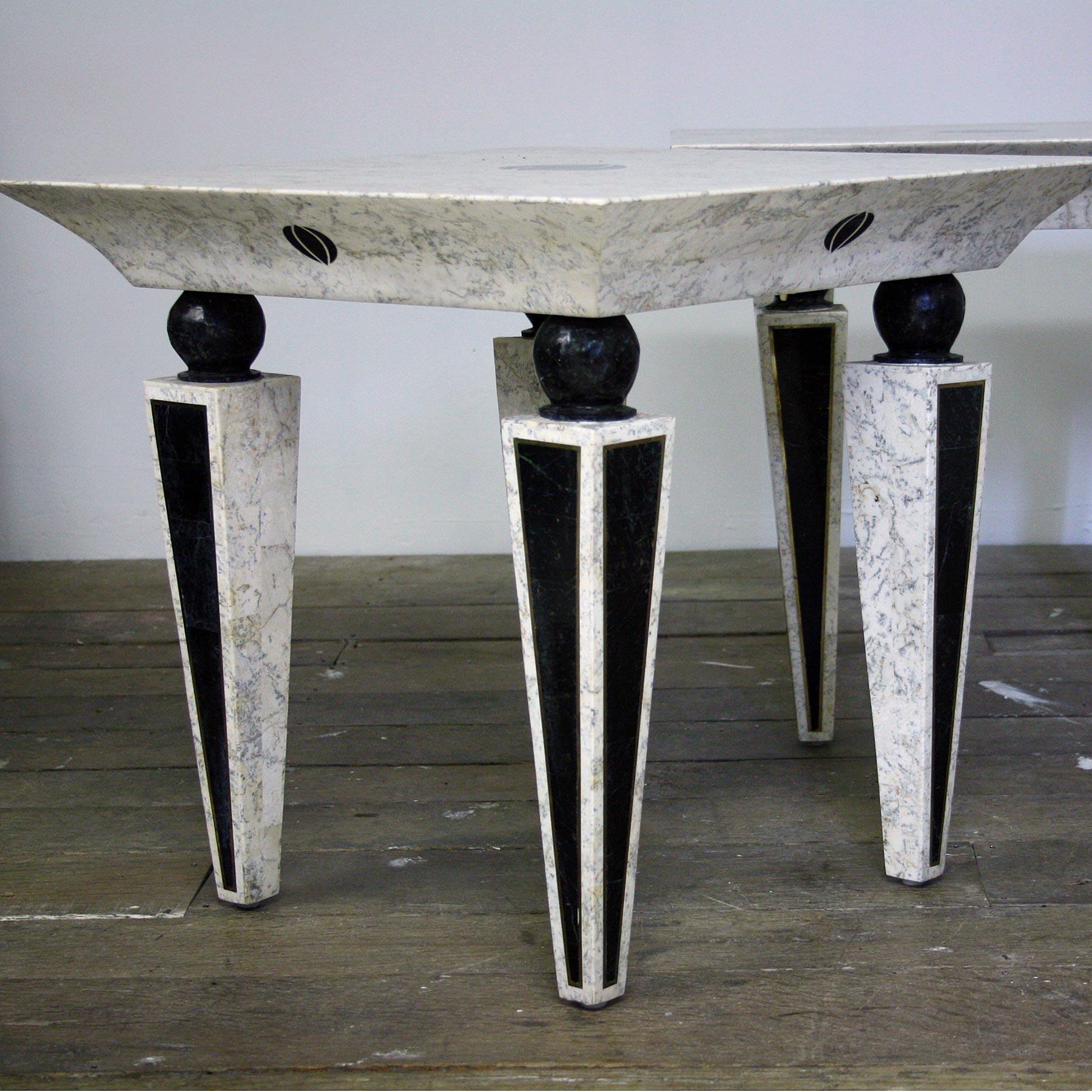 Inlay Pair of 20th Century Marble Side Tables by Maitland-Smith For Sale