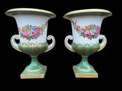 Pair of 20th Century Meissen Handled Urns of Campana Form
