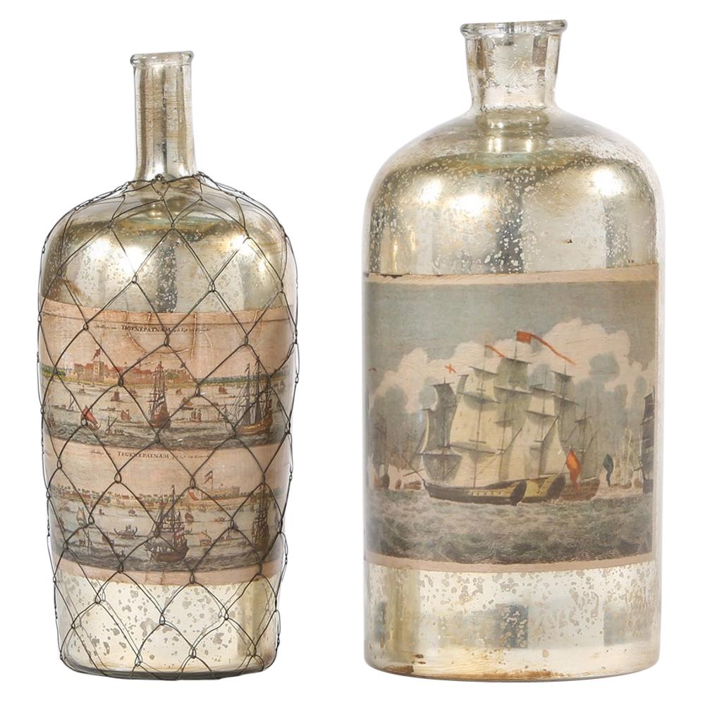 Pair 20th Century Mercury Glass Decorative Pieces