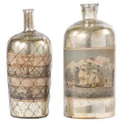Retro Pair 20th Century Mercury Glass Decorative Pieces