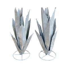 Pair of 20th Century Metal Agaves with Custom Finish