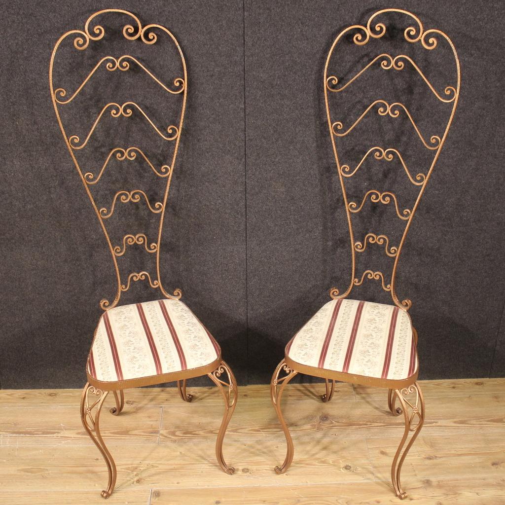 Pair of 20th Century Metal and Fabric in Style Pier Luigi Colli Chairs, 1960 5