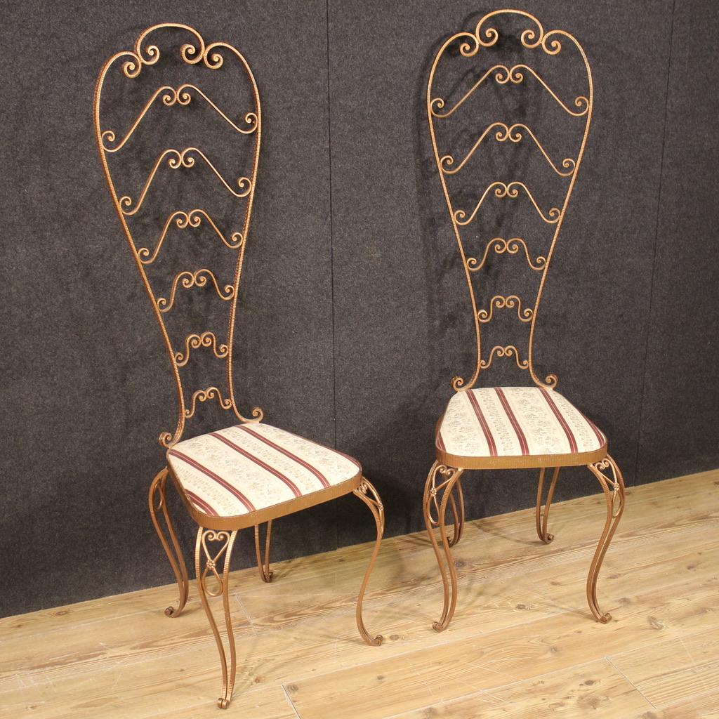 Pair of 20th Century Metal and Fabric in Style Pier Luigi Colli Chairs, 1960 1
