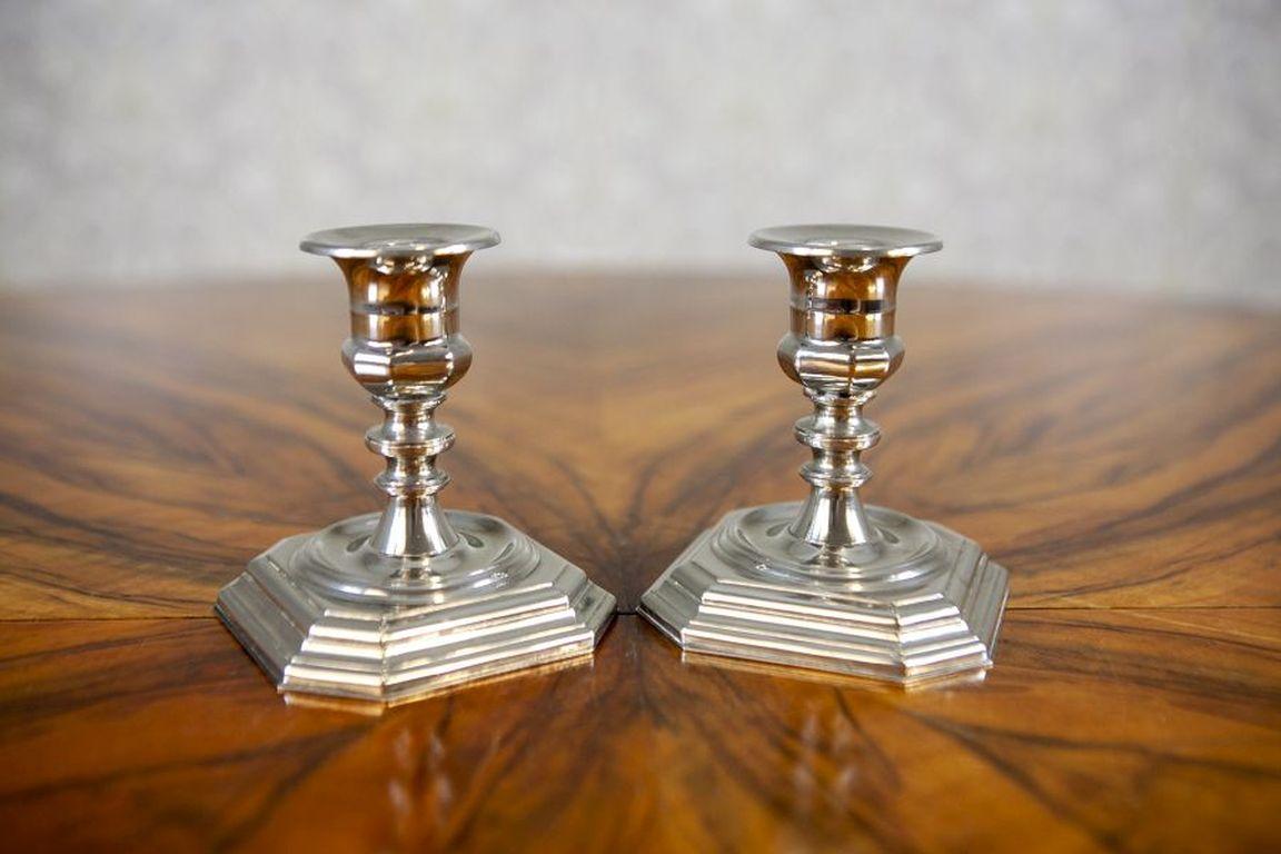 Pair of 20th-Century Metal Candlesticks In Good Condition For Sale In Opole, PL