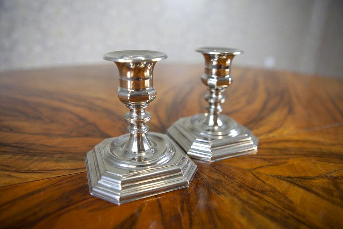 20th Century Pair of 20th-Century Metal Candlesticks For Sale
