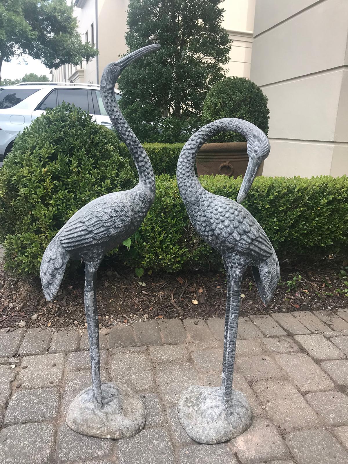 Pair of 20th Century Metal Cranes In Good Condition In Atlanta, GA