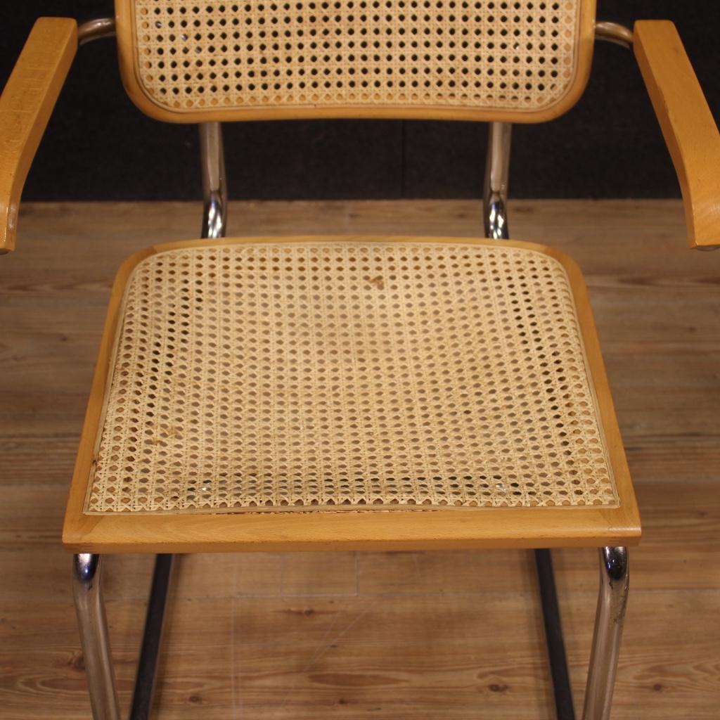 Pair of 20th Century Metal Wood and Cane Italian Design Armchairs, 1980 7