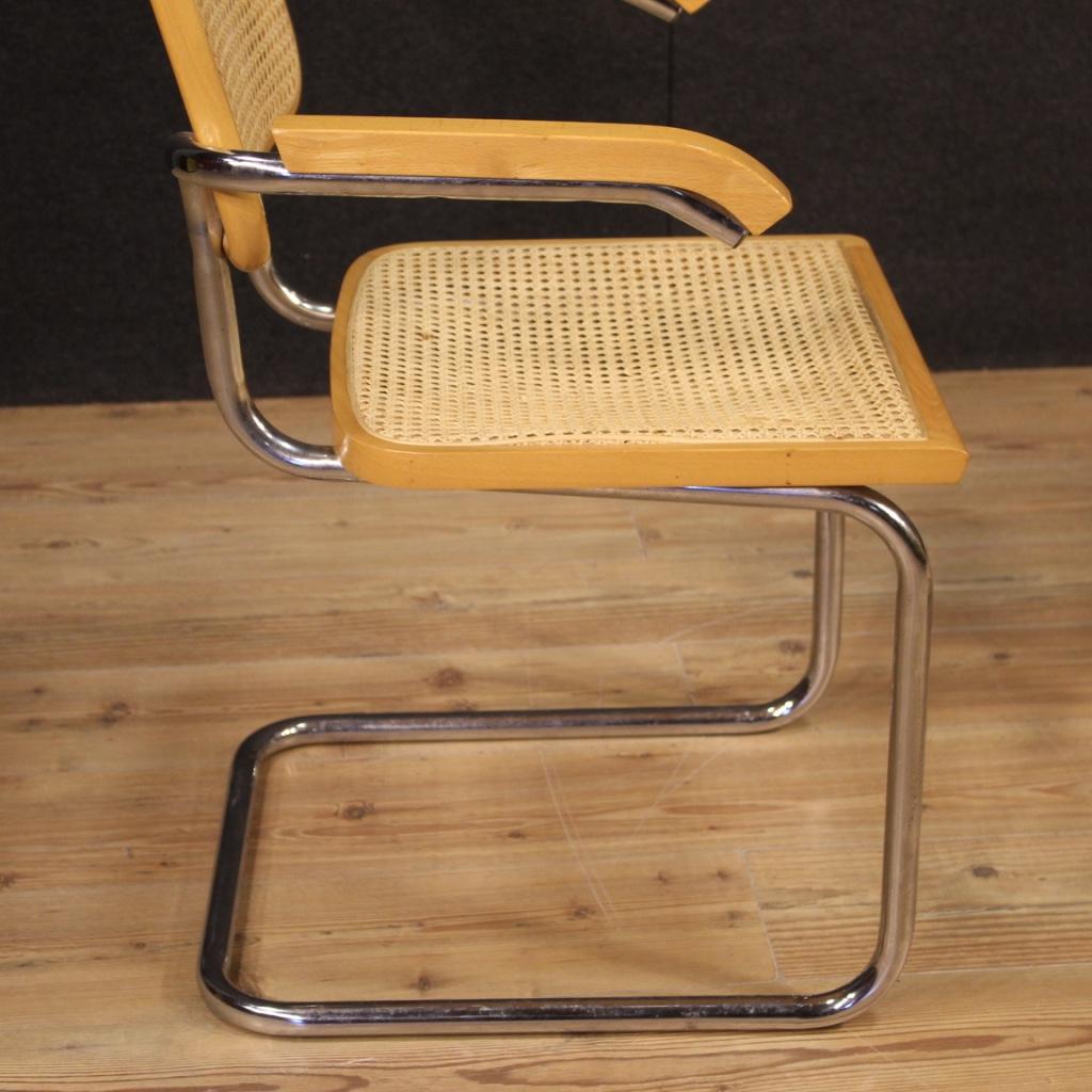 Pair of 20th Century Metal Wood and Cane Italian Design Armchairs, 1980 8