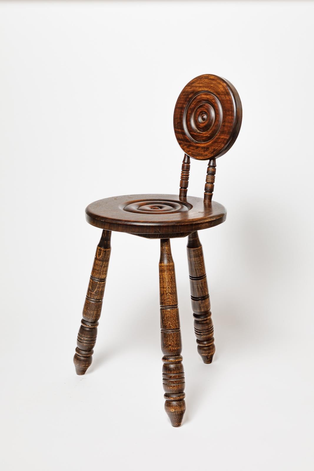 Pair of 20th century modernist wood low chairs or stools 1950 french design In Good Condition For Sale In Neuilly-en- sancerre, FR