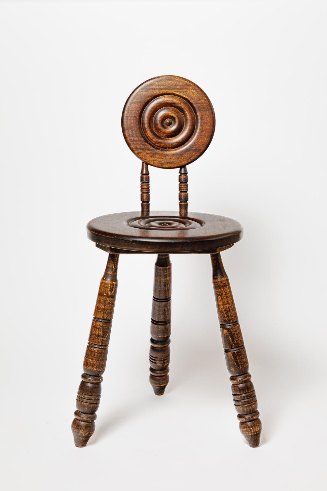 20th Century Pair of 20th century modernist wood low chairs or stools 1950 french design For Sale