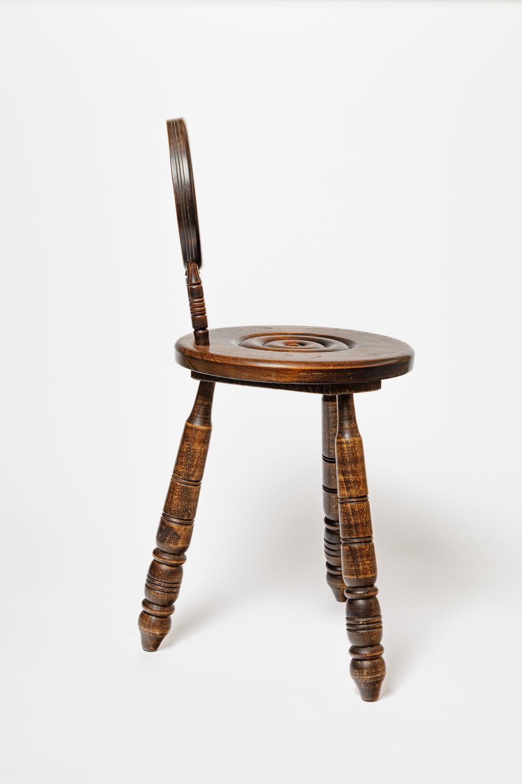 Wood Pair of 20th century modernist wood low chairs or stools 1950 french design For Sale